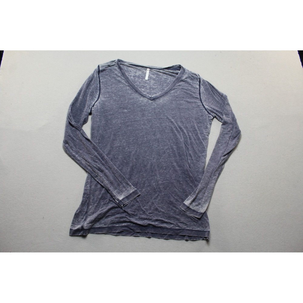 Roots Long Sleeve Top Women Large Purple Excellent Acid Wash V-Neck Tee
